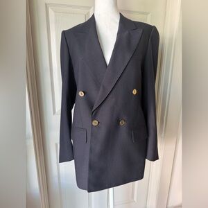 Vintage Yves Saint Laurent Men’s Double Breasted Blazer Gold Crest Buttons